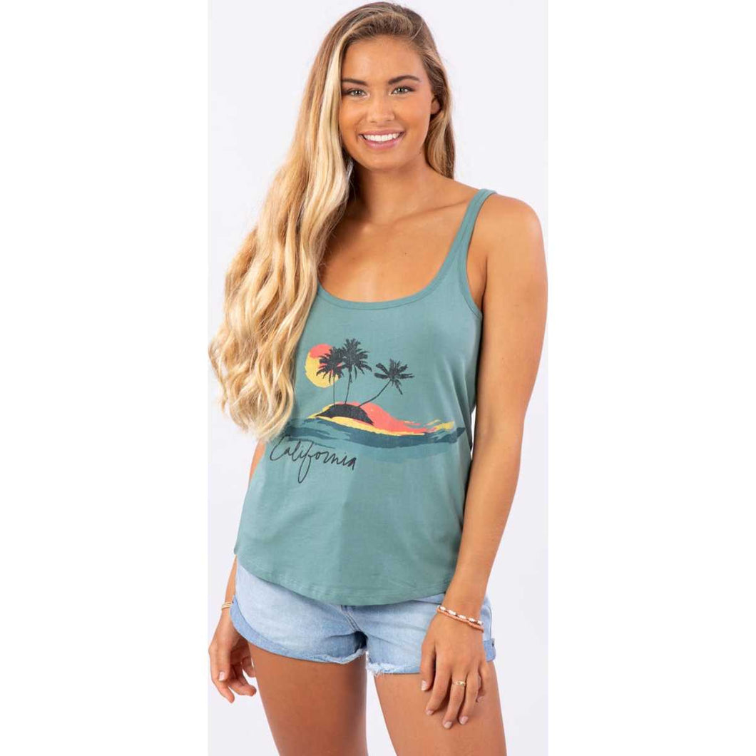 Catch Waves Tank in Forest Green