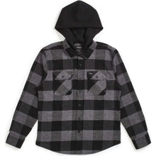 Load image into Gallery viewer, BOWERY HOOD L/S FLANNEL - BLACK/HEATHER GREY
