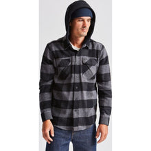 Load image into Gallery viewer, BOWERY HOOD L/S FLANNEL - BLACK/HEATHER GREY

